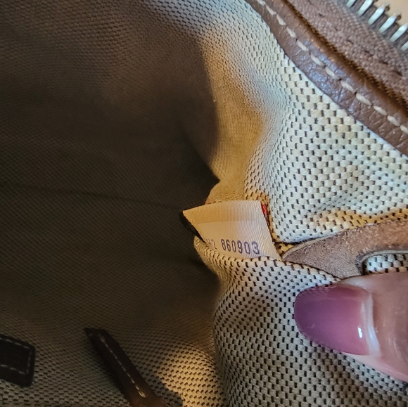 Dooney & Bourke Y2K canvas Leather DB Logo Monogram Shoulder Bag Purse Push Lock - Picture 6 of 7